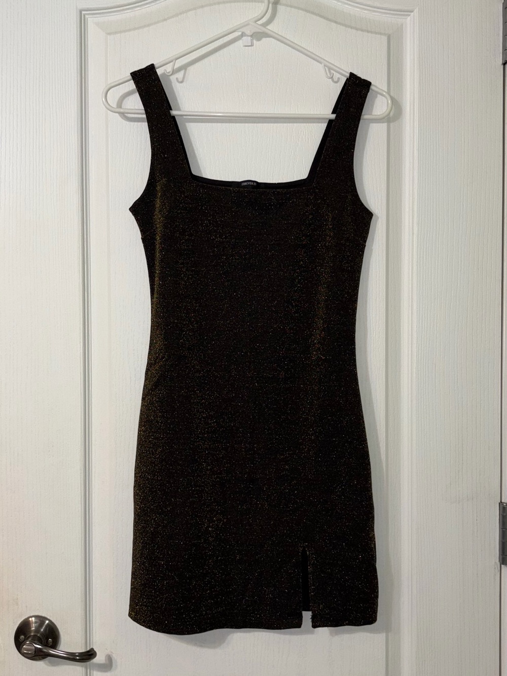 Forever 21 Black Sparkle Square-Neck Mini Dress